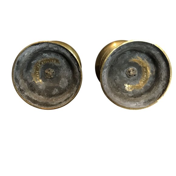 Antique Handmade Belgian Cast Brass Candlestick Holders 8 X 4 - Picture 2 of 10